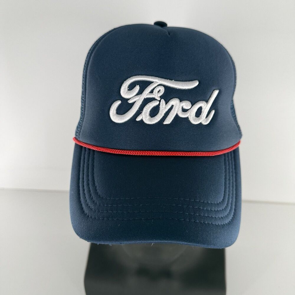 Atlanta Braves Ford Trucker Hat Snapback Blue Mesh Cap Baseball Adult